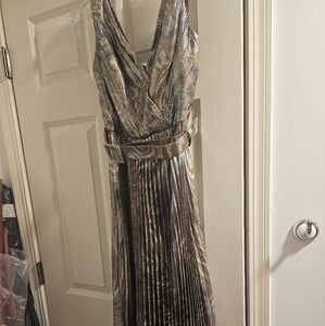 Chetta B long silver and brown gown